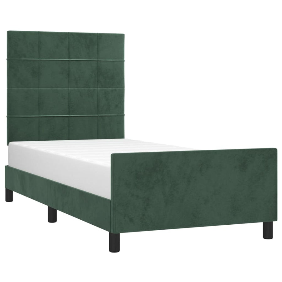 Bedframe Met Hoofdeinde Fluweel Donkergroen 80 x 200 cm Blok met vierkanten