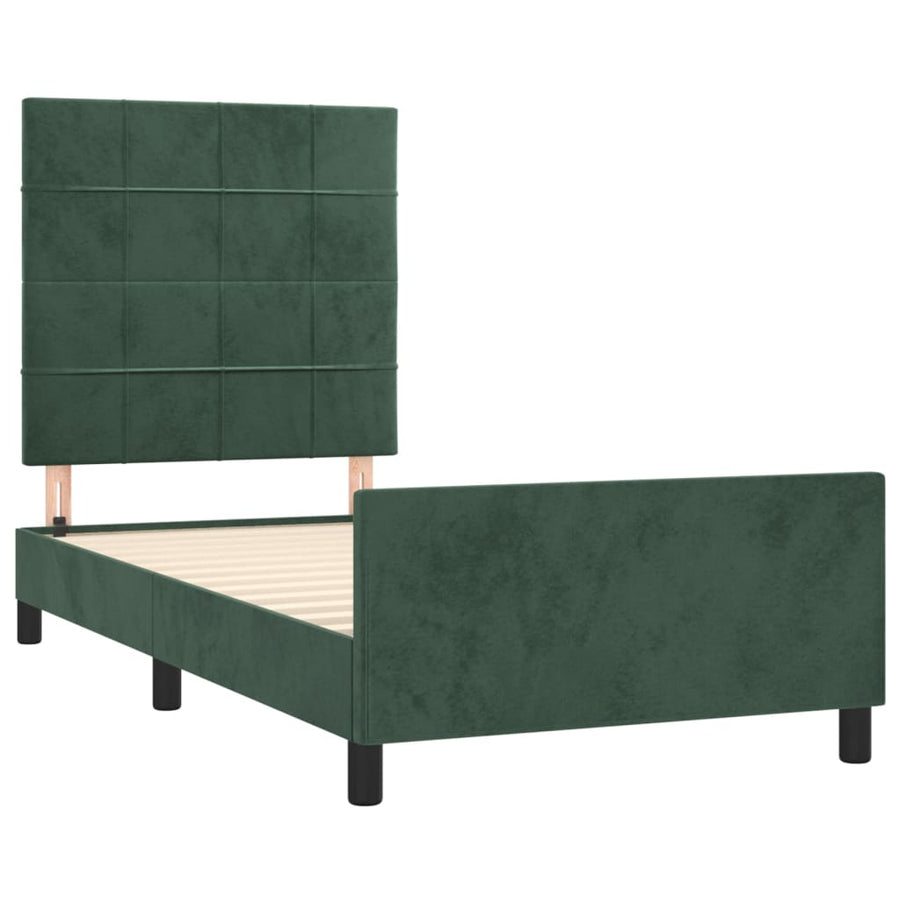 Bedframe Met Hoofdeinde Fluweel Donkergroen 80 x 200 cm Blok met vierkanten