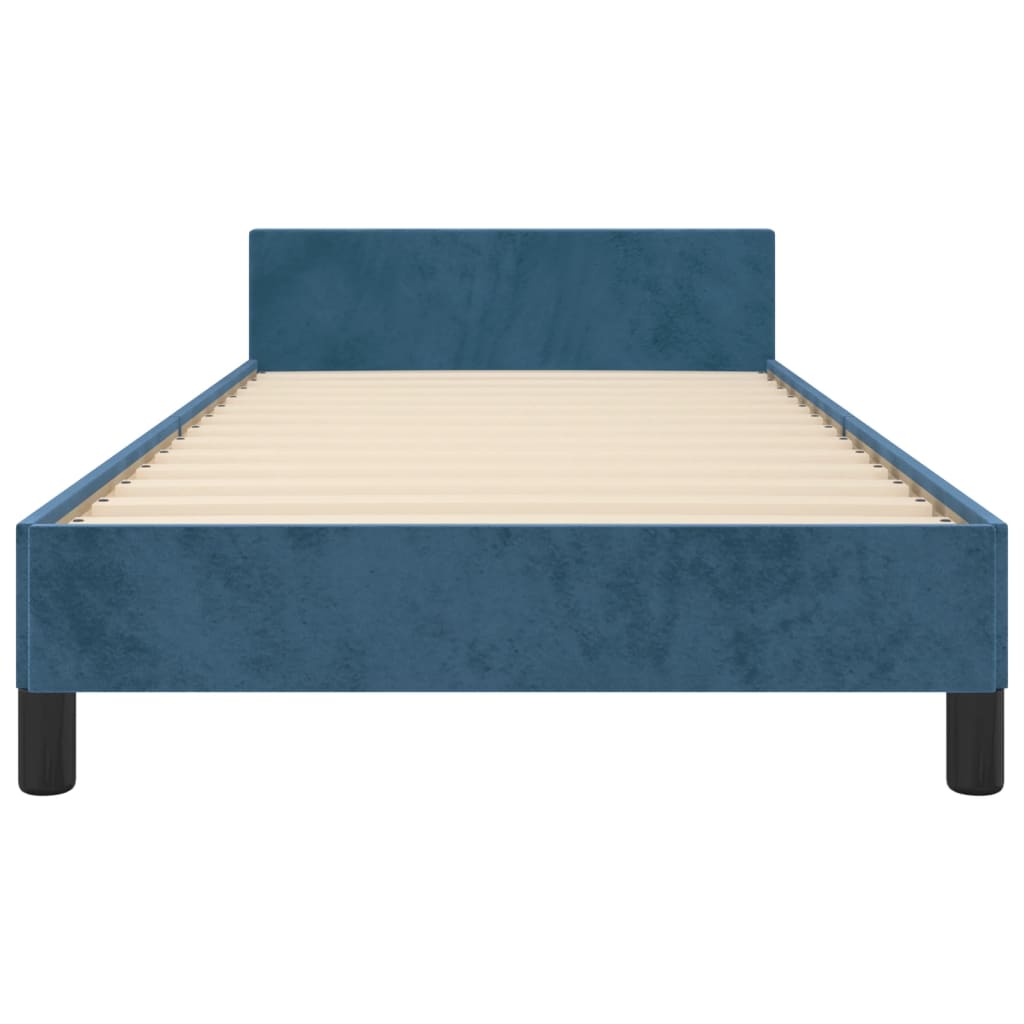 Bedframe Met Hoofdeinde Fluweel Donkerblauw 80 x 200 cm Blok met vierkanten