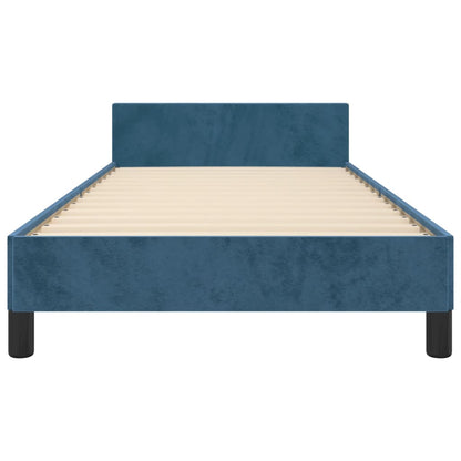 Bedframe Met Hoofdeinde Fluweel Donkerblauw 80 x 200 cm Blok met vierkanten