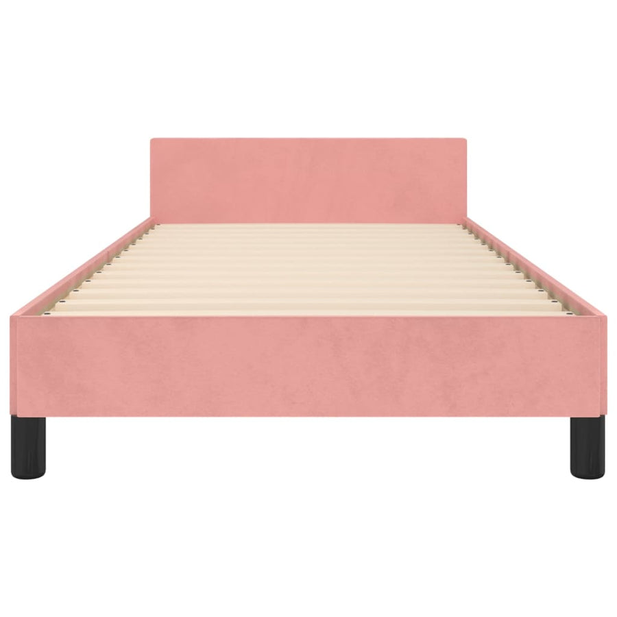 Bedframe Met Hoofdeinde Fluweel Roze 80 x 200 cm Blok met vierkanten