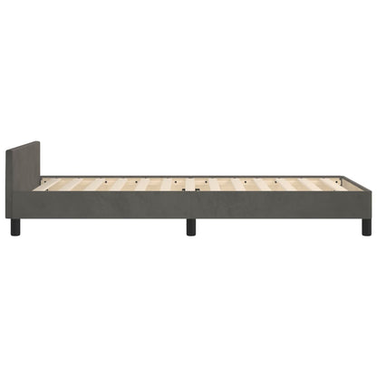 Bedframe Met Hoofdeinde Fluweel Donkergrijs 90 x 190 cm Blok met vierkanten