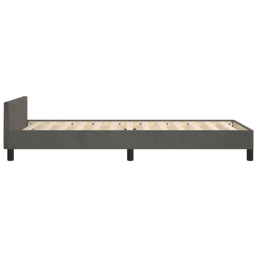 Bedframe Met Hoofdeinde Fluweel Donkergrijs 90 x 190 cm Blok met vierkanten