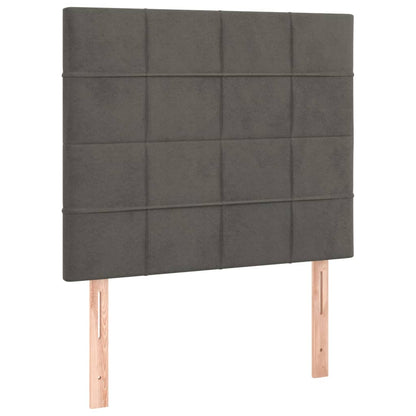 Bedframe Met Hoofdeinde Fluweel Donkergrijs 90 x 200 cm Blok met vierkanten