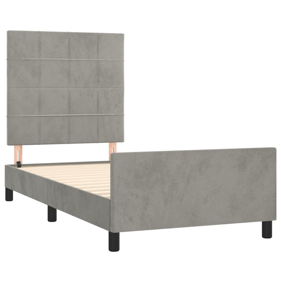 Bedframe met hoofdeinde fluweel lichtgrijs 100x200 cm 100 x 200 cm Lichtgrijs
