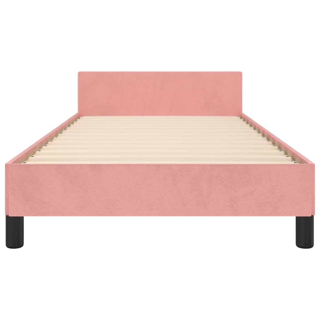 Bedframe met hoofdeinde fluweel roze 100x200 cm 100 x 200 cm Roze