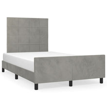 Bedframe Met Hoofdeinde Fluweel Lichtgrijs 120 x 200 cm Blok met vierkanten