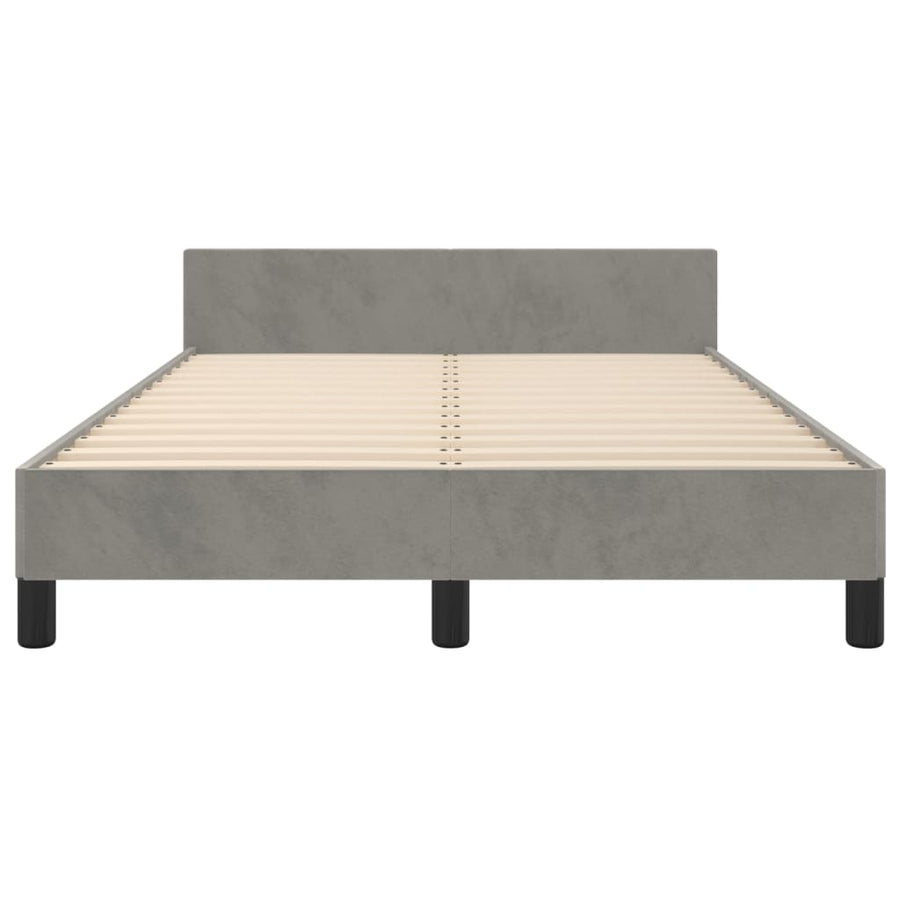 Bedframe Met Hoofdeinde Fluweel Lichtgrijs 120 x 200 cm Blok met vierkanten