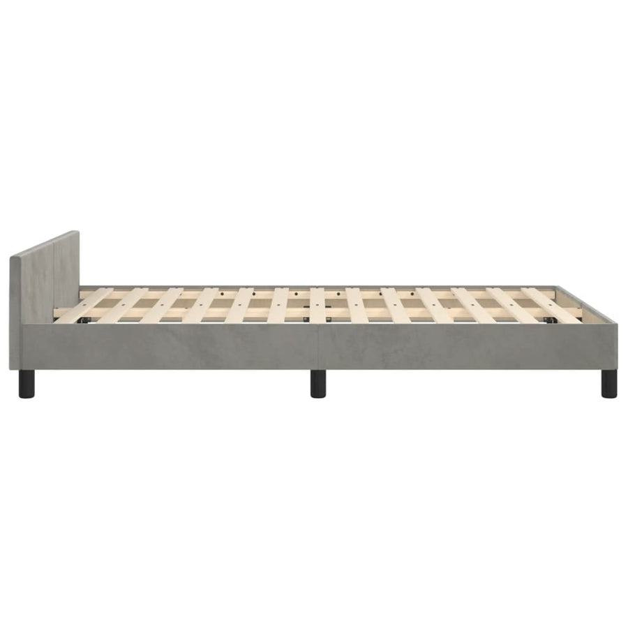 Bedframe Met Hoofdeinde Fluweel Lichtgrijs 120 x 200 cm Blok met vierkanten