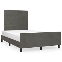 Bedframe Met Hoofdeinde Fluweel Donkergrijs 120 x 200 cm Blok met vierkanten