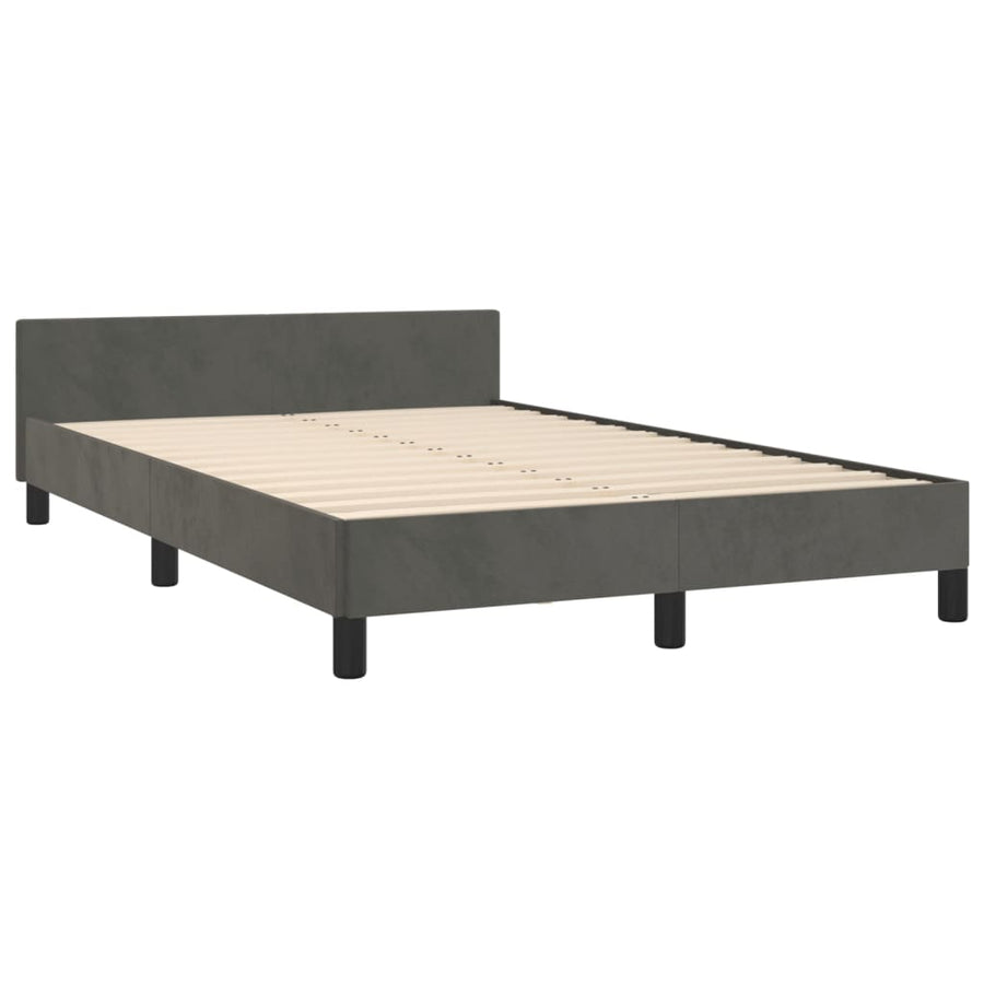 Bedframe Met Hoofdeinde Fluweel Donkergrijs 120 x 200 cm Blok met vierkanten