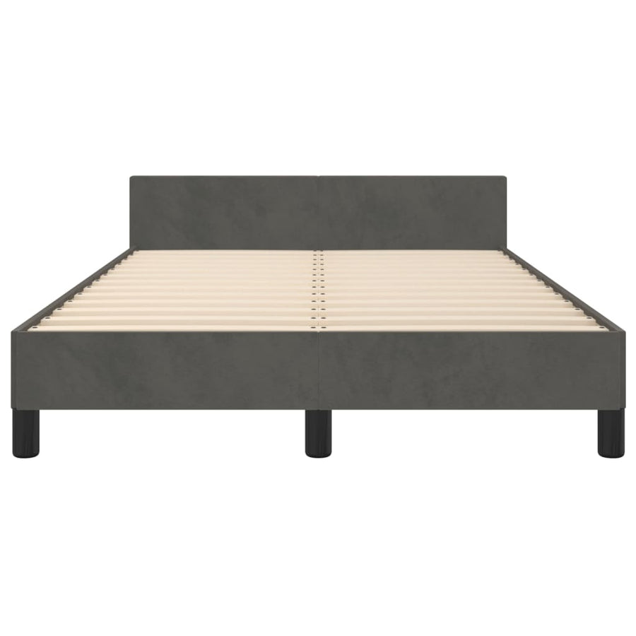 Bedframe Met Hoofdeinde Fluweel Donkergrijs 120 x 200 cm Blok met vierkanten
