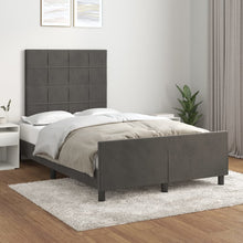 Bedframe Met Hoofdeinde Fluweel Donkergrijs 120 x 200 cm Blok met vierkanten