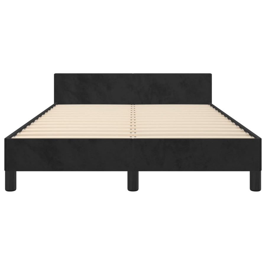 Bedframe Met Hoofdeinde Fluweel Zwart 120 x 200 cm Blok met vierkanten