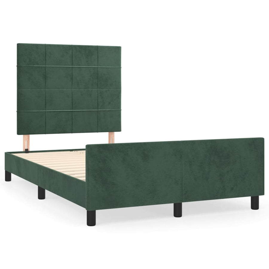 Bedframe Met Hoofdeinde Fluweel Donkergroen 120 x 200 cm Blok met vierkanten