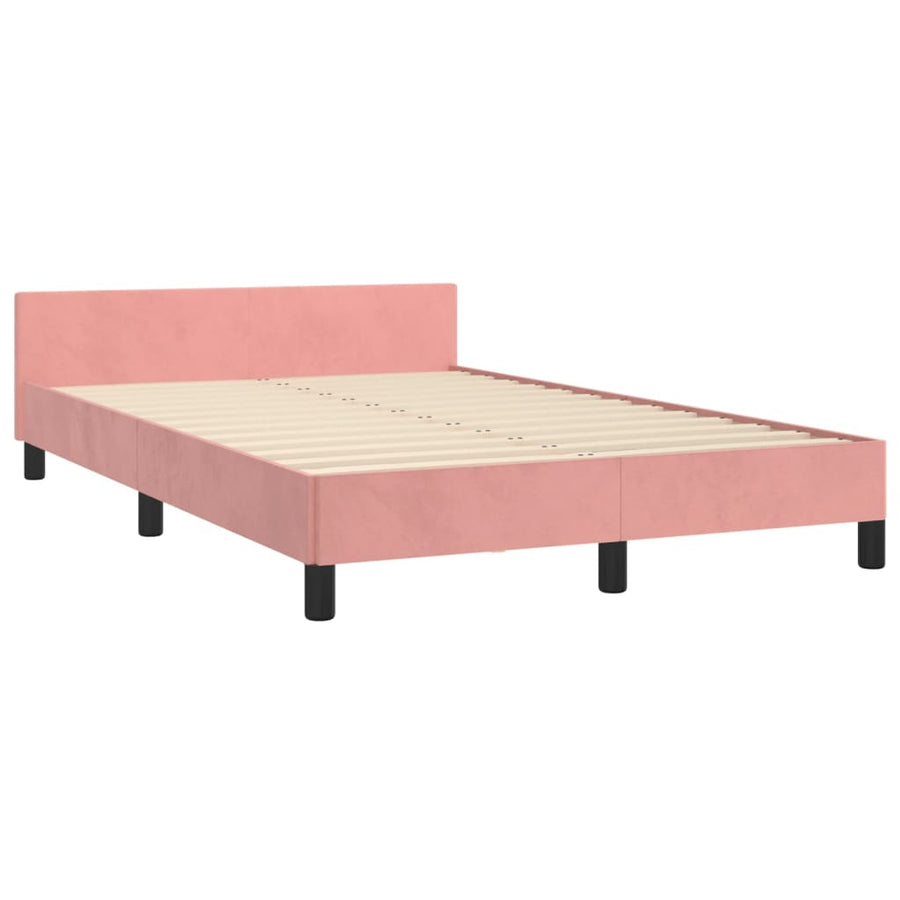 Bedframe Met Hoofdeinde Fluweel Roze 120 x 200 cm Blok met vierkanten