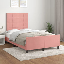 Bedframe Met Hoofdeinde Fluweel Roze 120 x 200 cm Blok met vierkanten