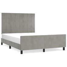 Bedframe Met Hoofdeinde Fluweel Lichtgrijs 140 x 190 cm Blok met vierkanten