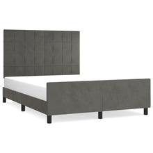 Bedframe Met Hoofdeinde Fluweel Donkergrijs 140 x 190 cm Blok met vierkanten