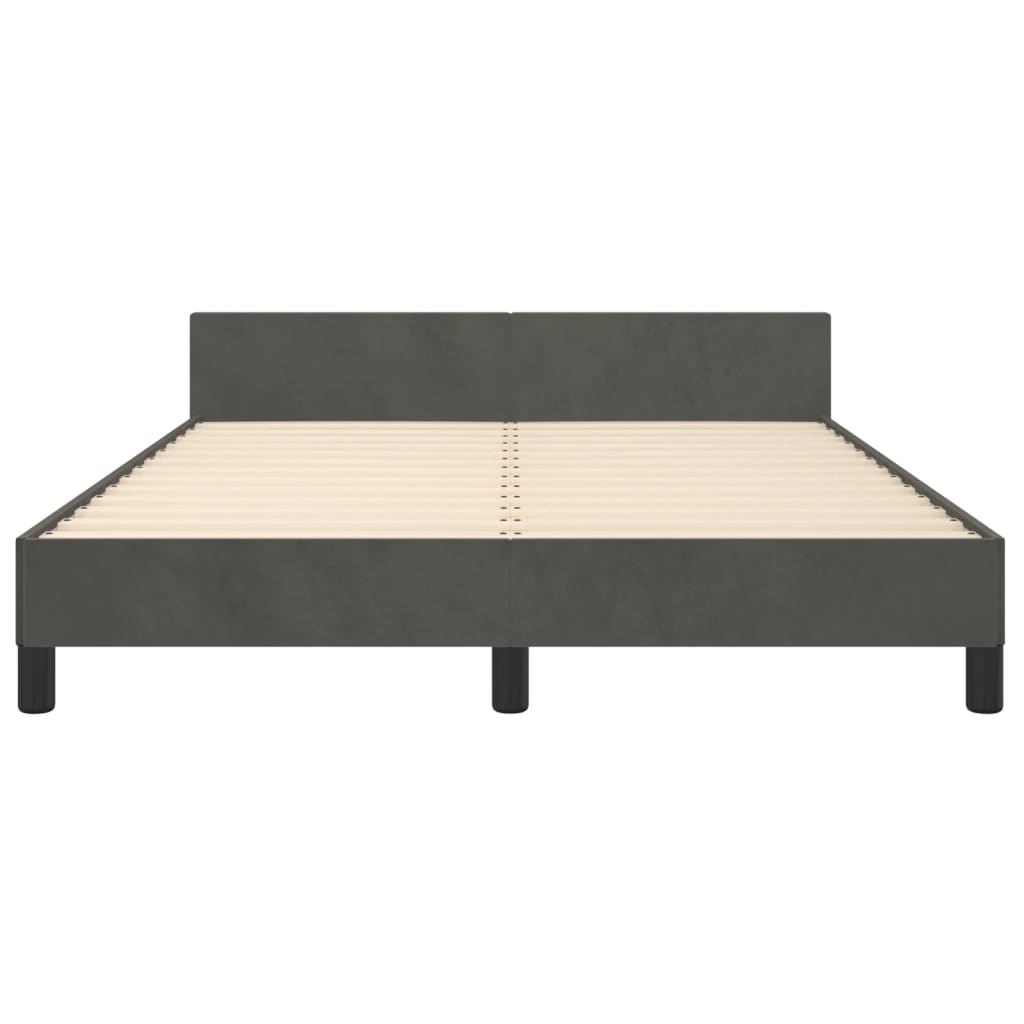 Bedframe Met Hoofdeinde Fluweel Donkergrijs 140 x 190 cm Blok met vierkanten