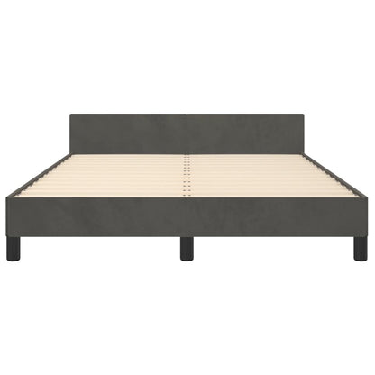 Bedframe Met Hoofdeinde Fluweel Donkergrijs 140 x 190 cm Blok met vierkanten