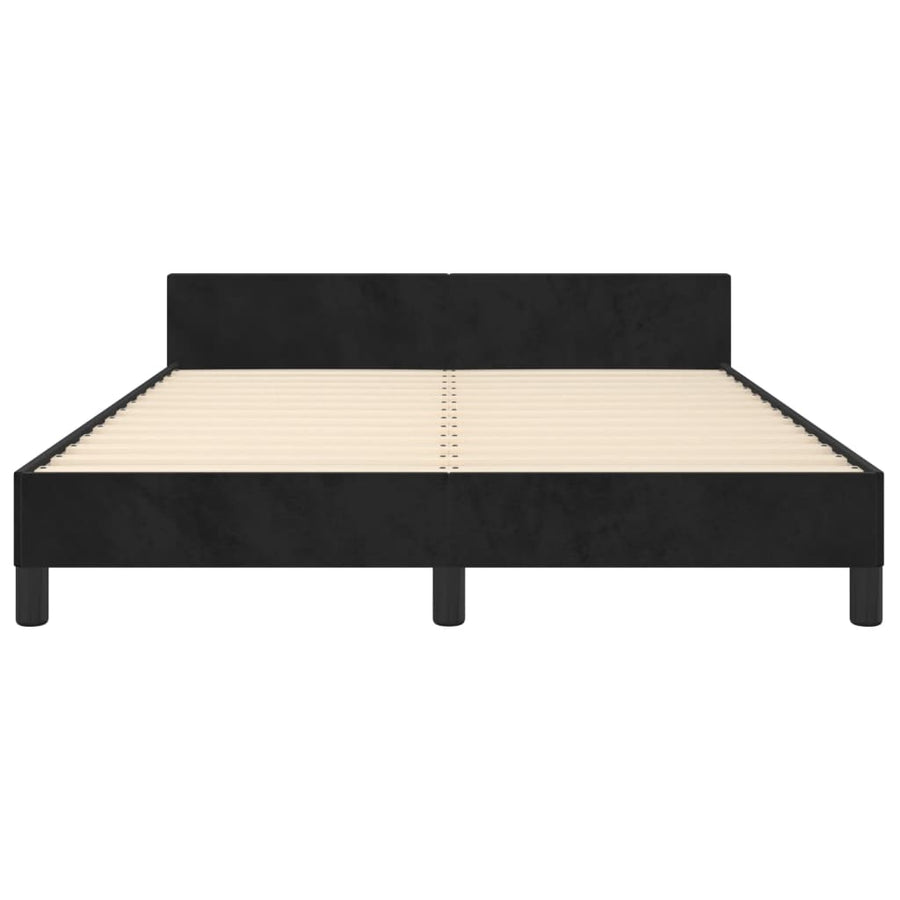 Bedframe Met Hoofdeinde Fluweel Zwart 140 x 190 cm Blok met vierkanten