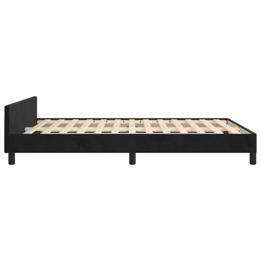 Bedframe Met Hoofdeinde Fluweel Zwart 140 x 190 cm Blok met vierkanten
