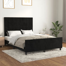 Bedframe Met Hoofdeinde Fluweel Zwart 140 x 190 cm Blok met vierkanten