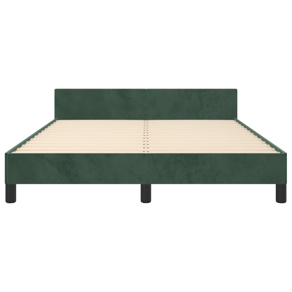 Bedframe Met Hoofdeinde Fluweel Donkergroen 140 x 190 cm Blok met vierkanten