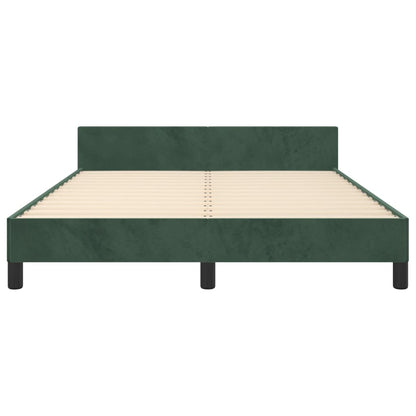 Bedframe Met Hoofdeinde Fluweel Donkergroen 140 x 190 cm Blok met vierkanten
