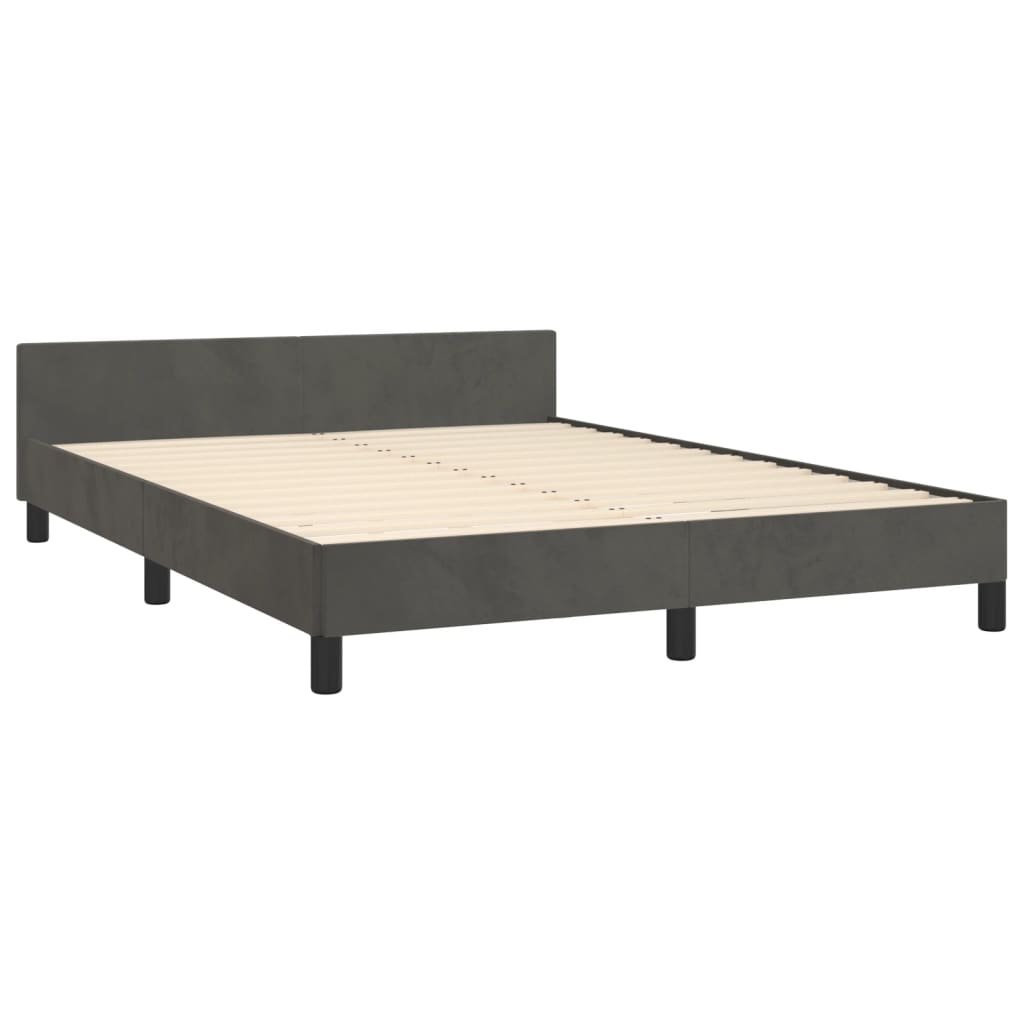 Bedframe Met Hoofdeinde Fluweel Donkergrijs 140 x 200 cm Blok met vierkanten