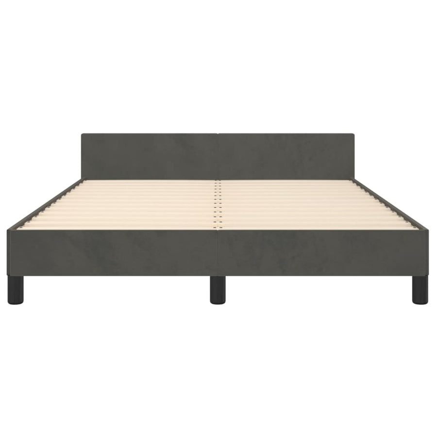 Bedframe Met Hoofdeinde Fluweel Donkergrijs 140 x 200 cm Blok met vierkanten