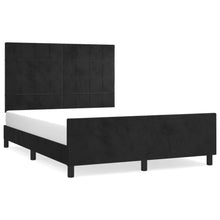 Bedframe Met Hoofdeinde Fluweel Zwart 140 x 200 cm Blok met vierkanten