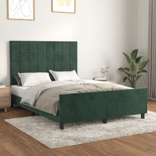 Bedframe Met Hoofdeinde Fluweel Donkergroen 140 x 200 cm Blok met vierkanten