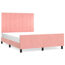 Bedframe Met Hoofdeinde Fluweel Roze 140 x 200 cm Blok met vierkanten