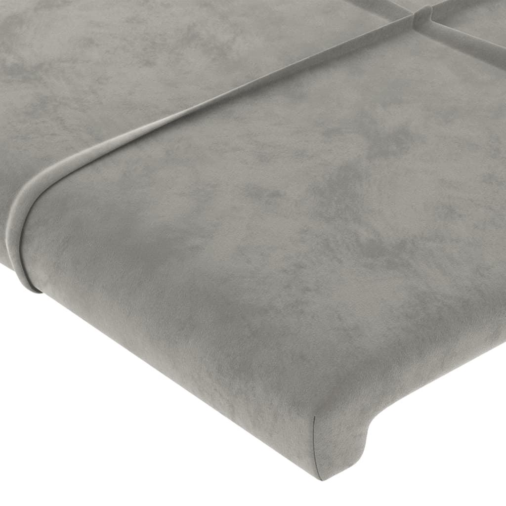 Bedframe Met Hoofdeinde Fluweel Lichtgrijs 160 x 200 cm Blok met vierkanten