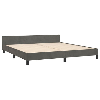 Bedframe Met Hoofdeinde Fluweel Donkergrijs 160 x 200 cm Blok met vierkanten