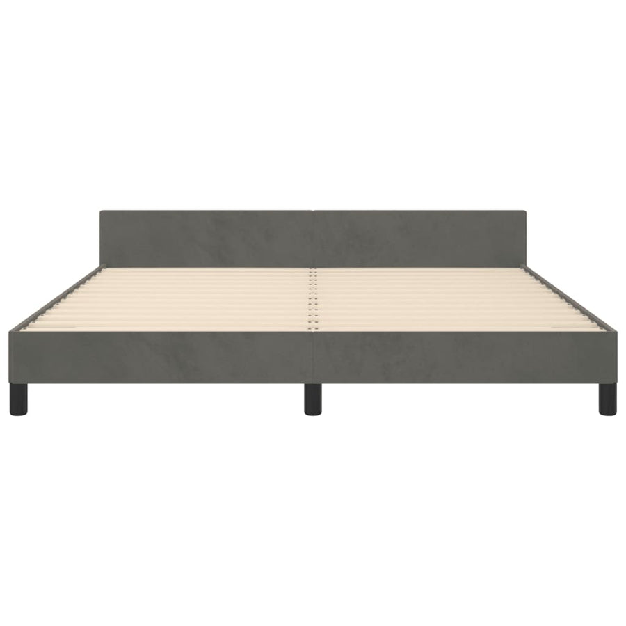 Bedframe Met Hoofdeinde Fluweel Donkergrijs 160 x 200 cm Blok met vierkanten