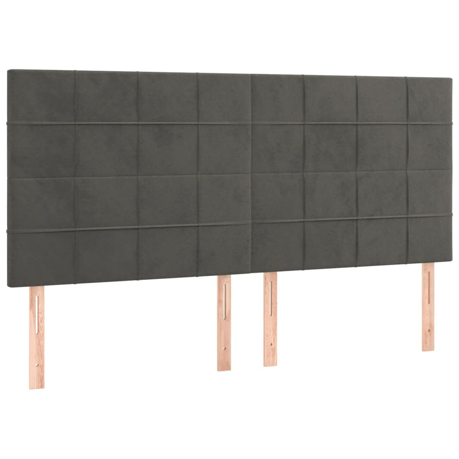 Bedframe Met Hoofdeinde Fluweel Donkergrijs 160 x 200 cm Blok met vierkanten