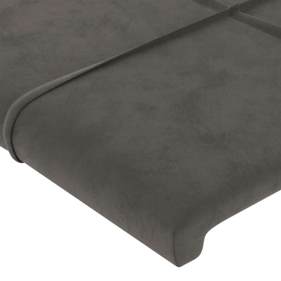 Bedframe Met Hoofdeinde Fluweel Donkergrijs 160 x 200 cm Blok met vierkanten
