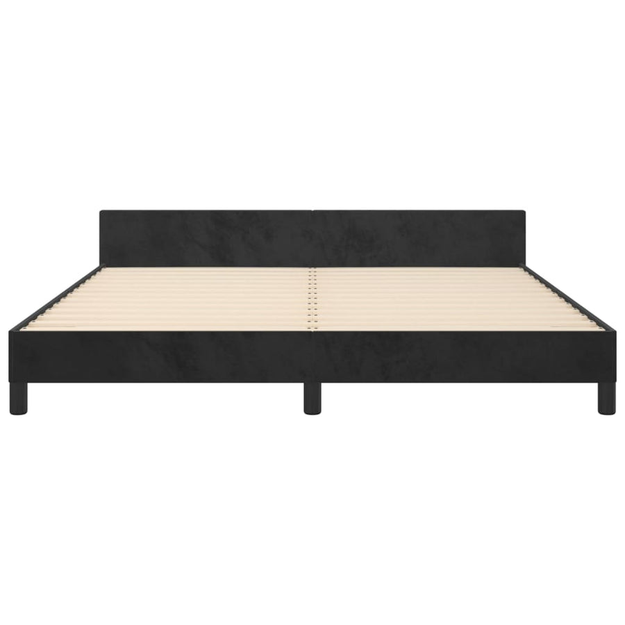 Bedframe Met Hoofdeinde Fluweel Zwart 160 x 200 cm Blok met vierkanten