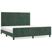 Bedframe Met Hoofdeinde Fluweel Donkergroen 160 x 200 cm Blok met vierkanten