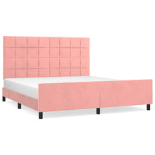 Bedframe Met Hoofdeinde Fluweel Roze 160 x 200 cm Blok met vierkanten