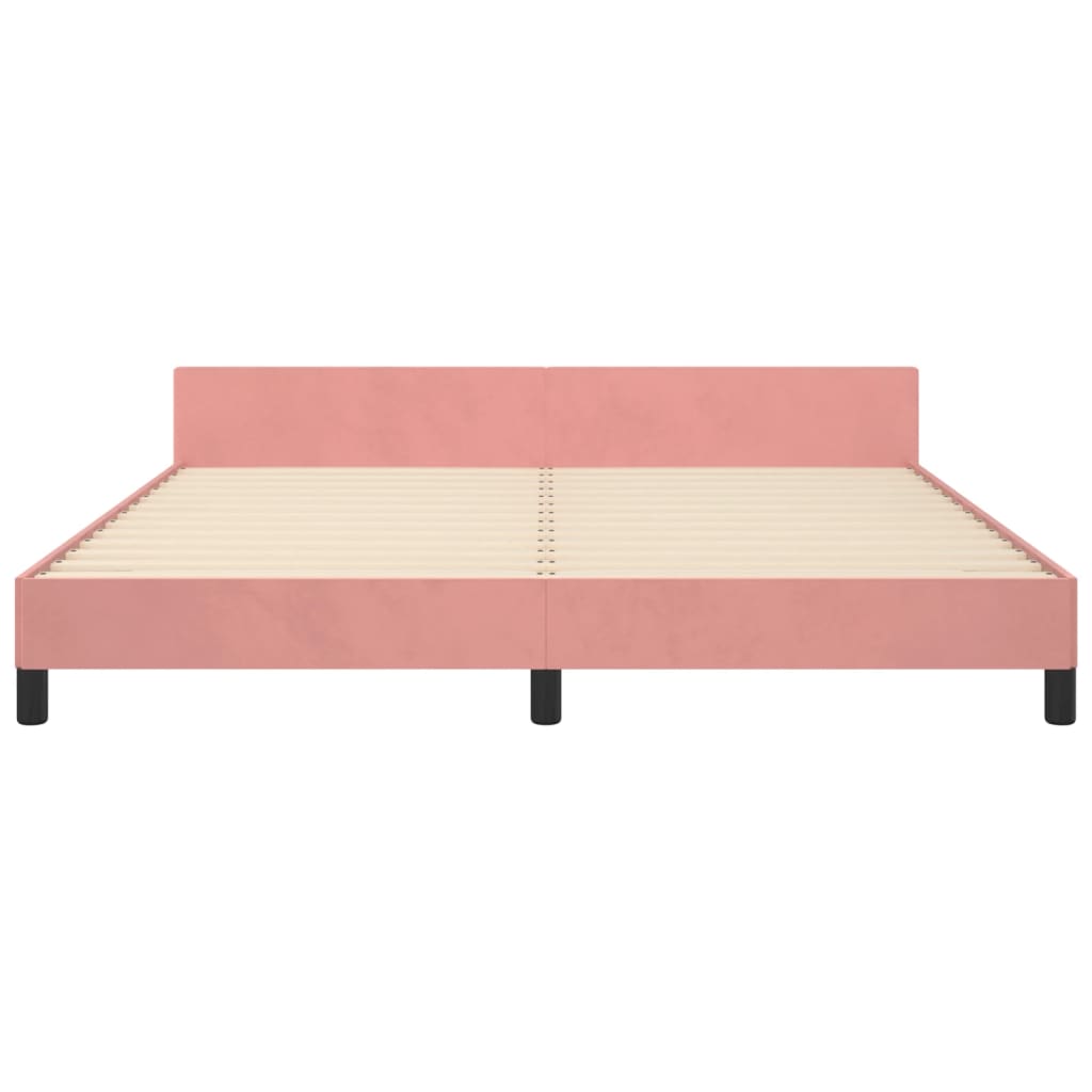 Bedframe Met Hoofdeinde Fluweel Roze 160 x 200 cm Blok met vierkanten