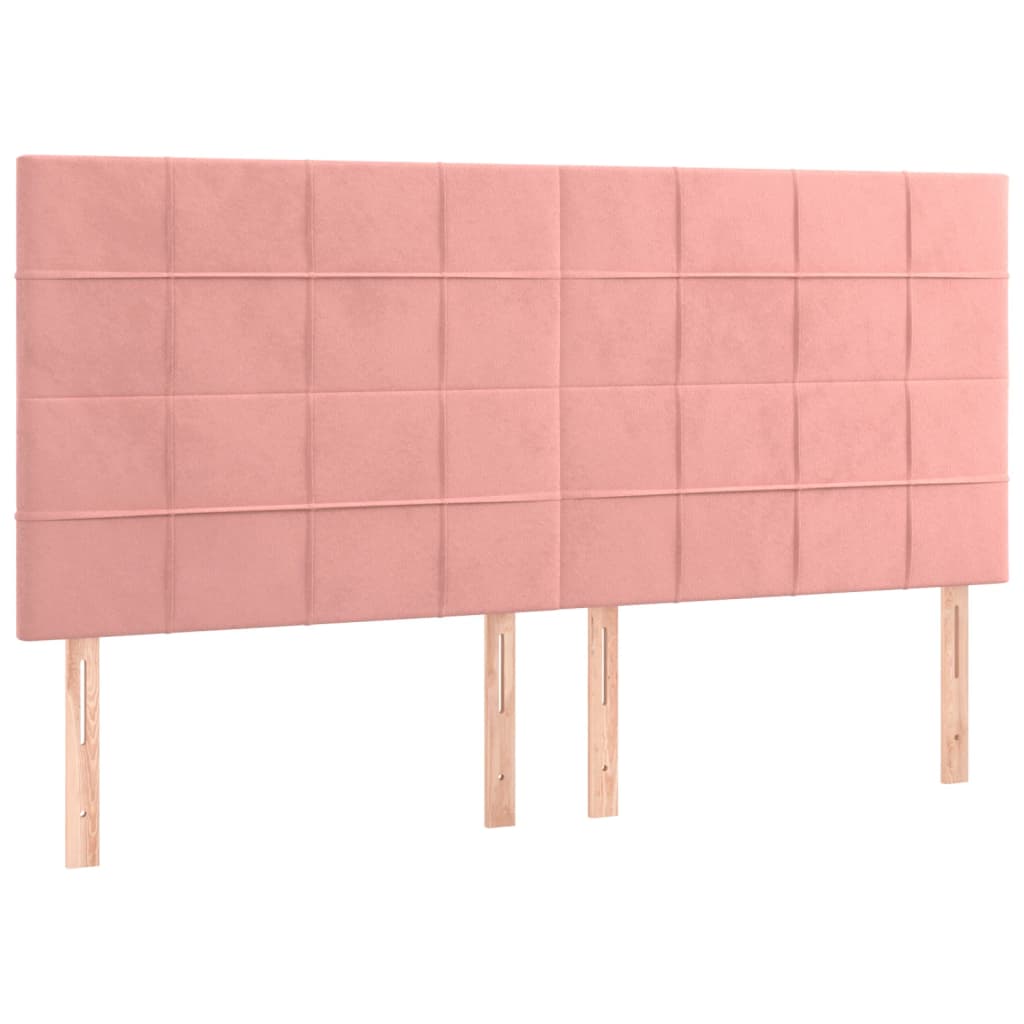 Bedframe Met Hoofdeinde Fluweel Roze 160 x 200 cm Blok met vierkanten
