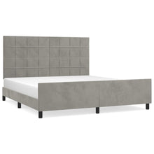 Bedframe Met Hoofdeinde Fluweel Lichtgrijs 180 x 200 cm Blok met vierkanten