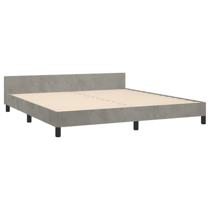 Bedframe Met Hoofdeinde Fluweel Lichtgrijs 180 x 200 cm Blok met vierkanten
