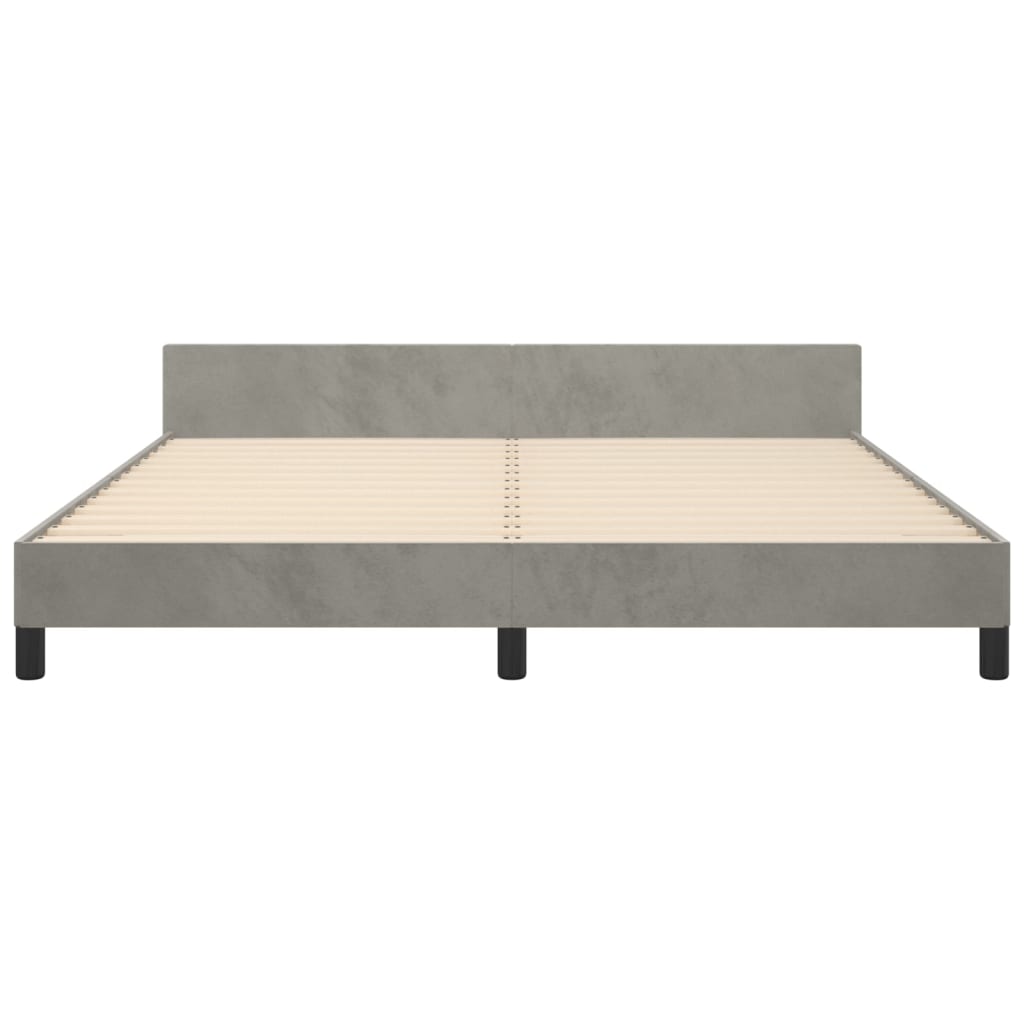Bedframe Met Hoofdeinde Fluweel Lichtgrijs 180 x 200 cm Blok met vierkanten
