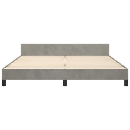 Bedframe Met Hoofdeinde Fluweel Lichtgrijs 180 x 200 cm Blok met vierkanten