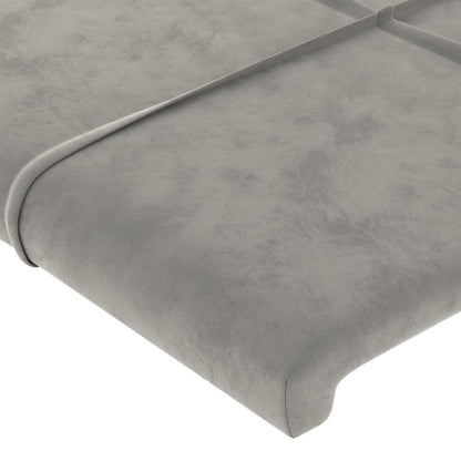 Bedframe Met Hoofdeinde Fluweel Lichtgrijs 180 x 200 cm Blok met vierkanten